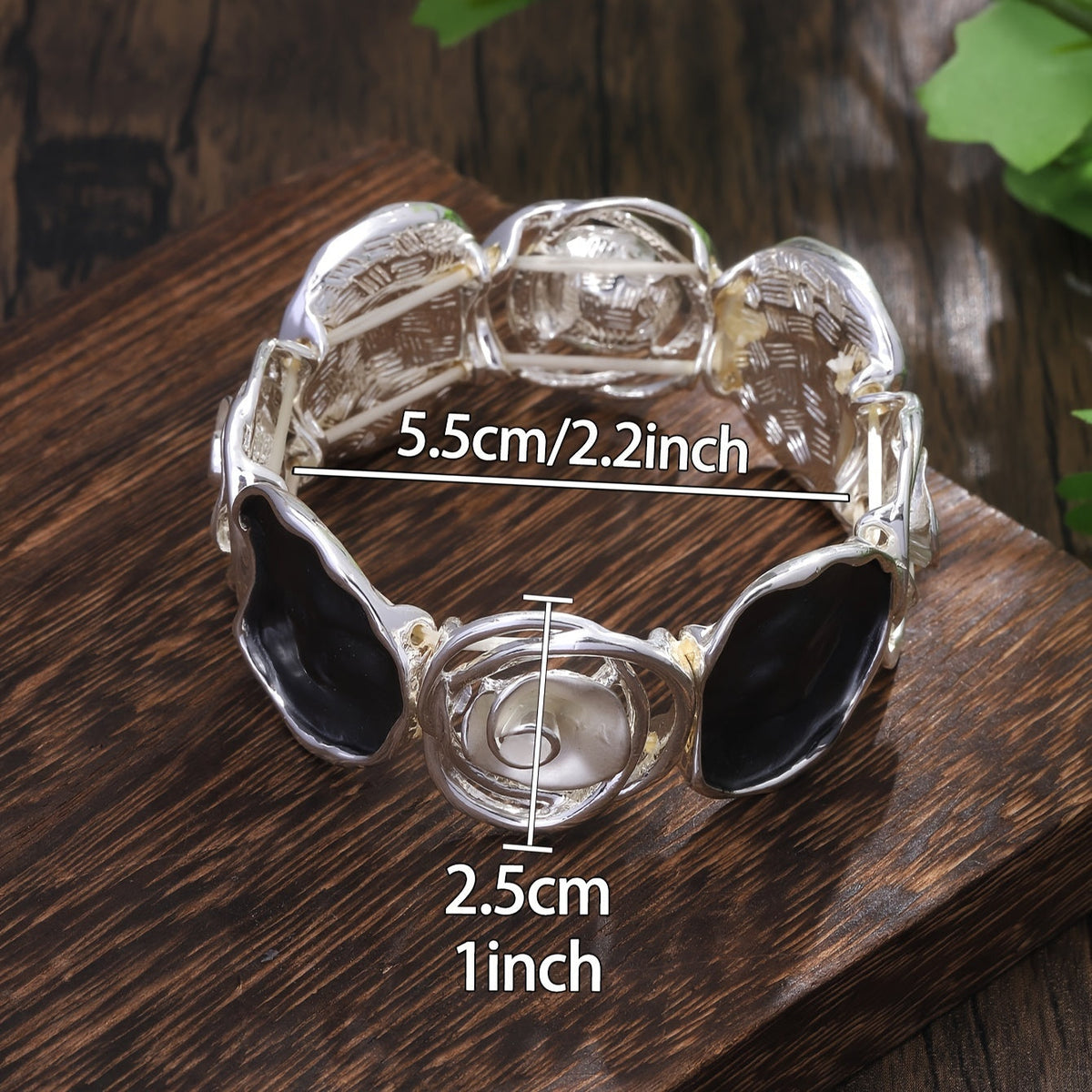 Bohemian Round Flower Geometric Stretch Cuff Bracelet