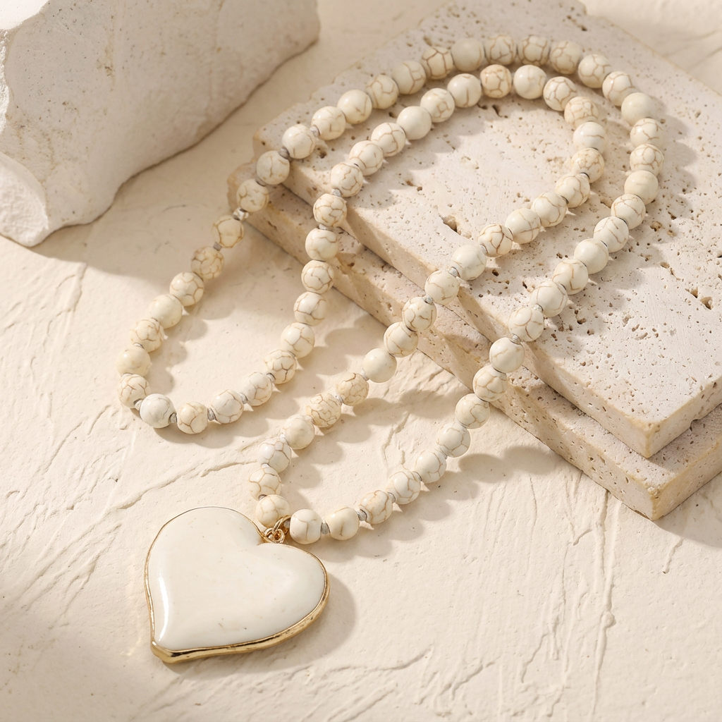 Heart Bead Necklace in Two Colours