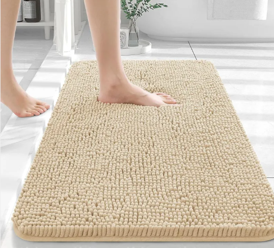 Long Chenille Non-Slip Floor Mat – Absorbent Polyester, Machine Washable