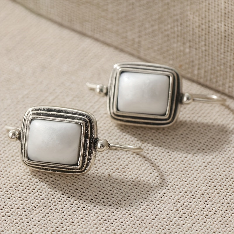 Bohemian Square Pearl Drop Earrings