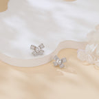 925 Sterling Silver Floral Moissanite Earrings with Round Centre Stone