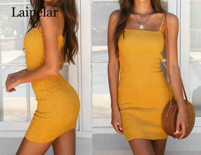 Yellow Sleeveless Summer Mini Dress