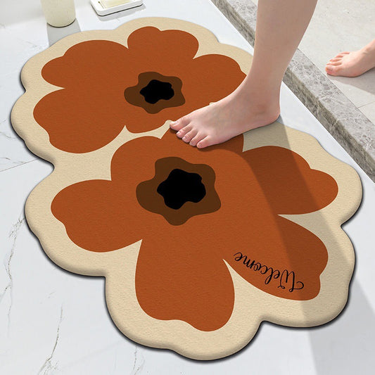 Flower Shaped Diatom Mud Floor Mat – Moisture Absorbent, Non-Slip, Indoor