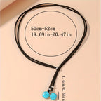 Bohemian Y-vormige ketting met dubbele turquoise kralen