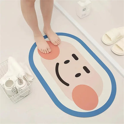 Cartoon Diatom Mud Anti-Slip Bathroom Mat – Absorbent, 40x60cm