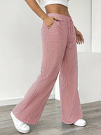 Striped Wide-Leg Trousers with Drawstring Waist