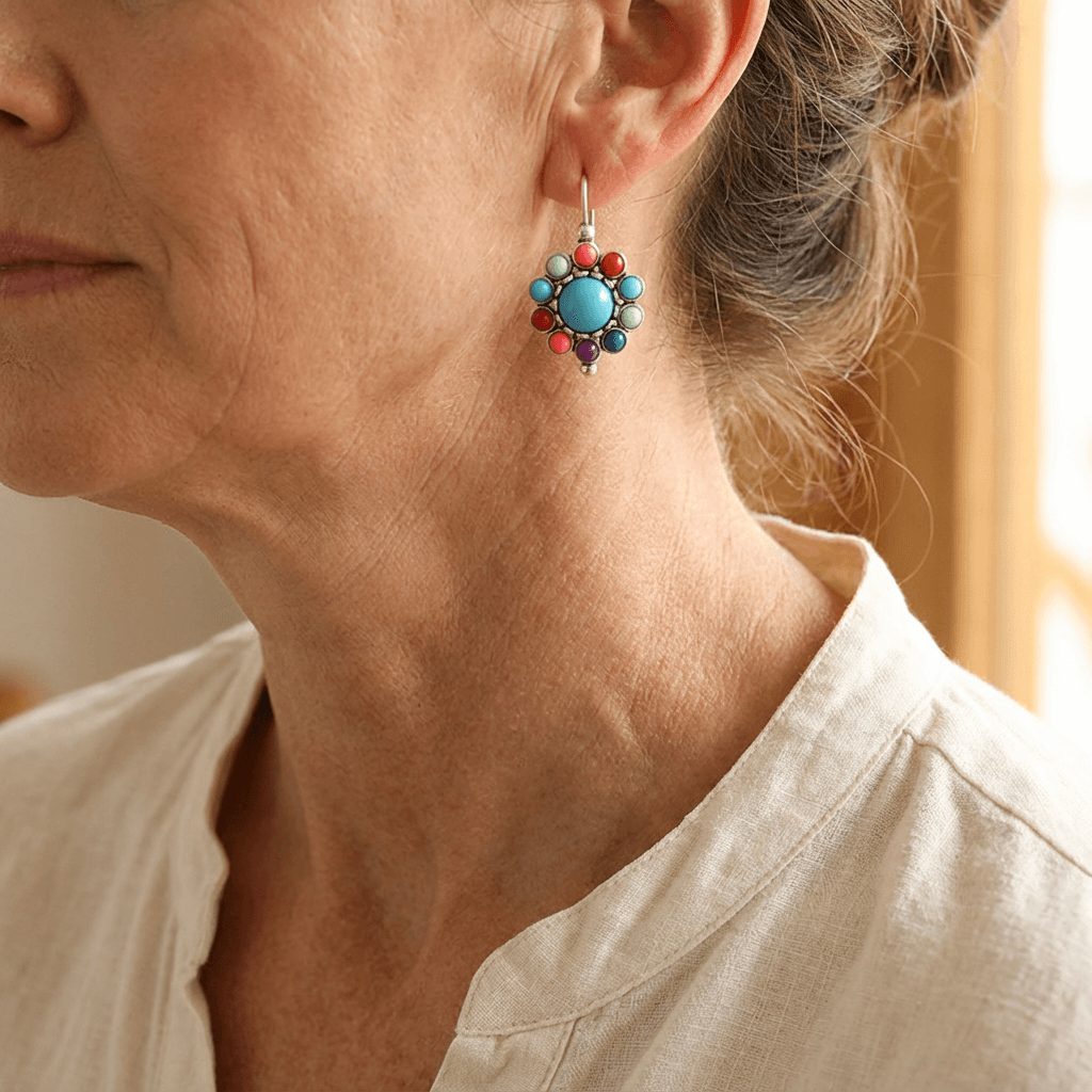 Bloemenoorhangers met turkoois en koraallook