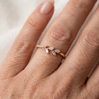 Delicate Leaf Cubic Zirconia Gold-Tone Wedding Ring