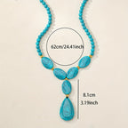 Bohemian Geometric Turquoise Beaded Necklace