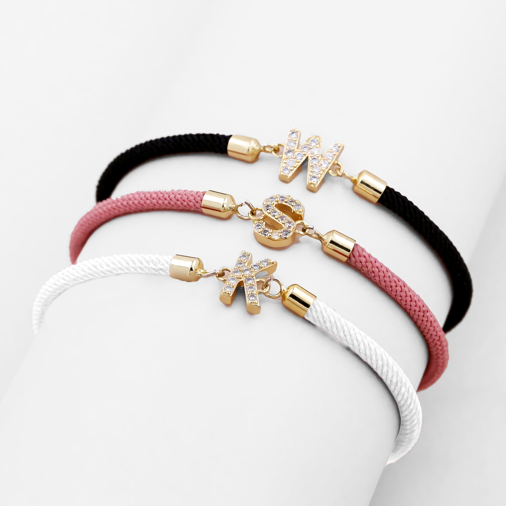 Adjustable Initial Letter Bracelet