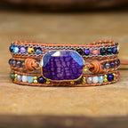 Amethyst Multi-Strand Wrap Bracelet with Oval Stone