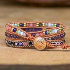 Amethyst Multi-Strand Wrap Bracelet with Oval Stone
