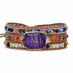 Amethyst Multi-Strand Wrap Bracelet with Oval Stone