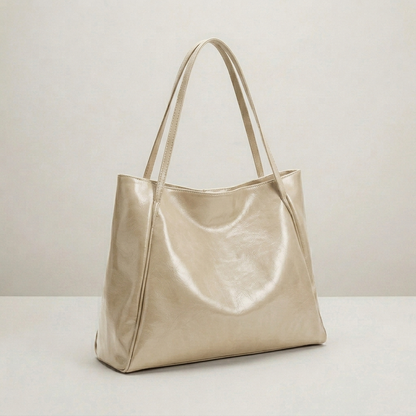 Glanzende retro draagtas met grote inhoud