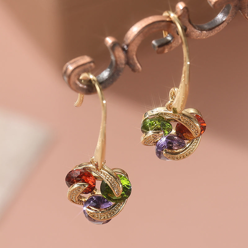Vintage Colourful Zirconia Pendant Earrings