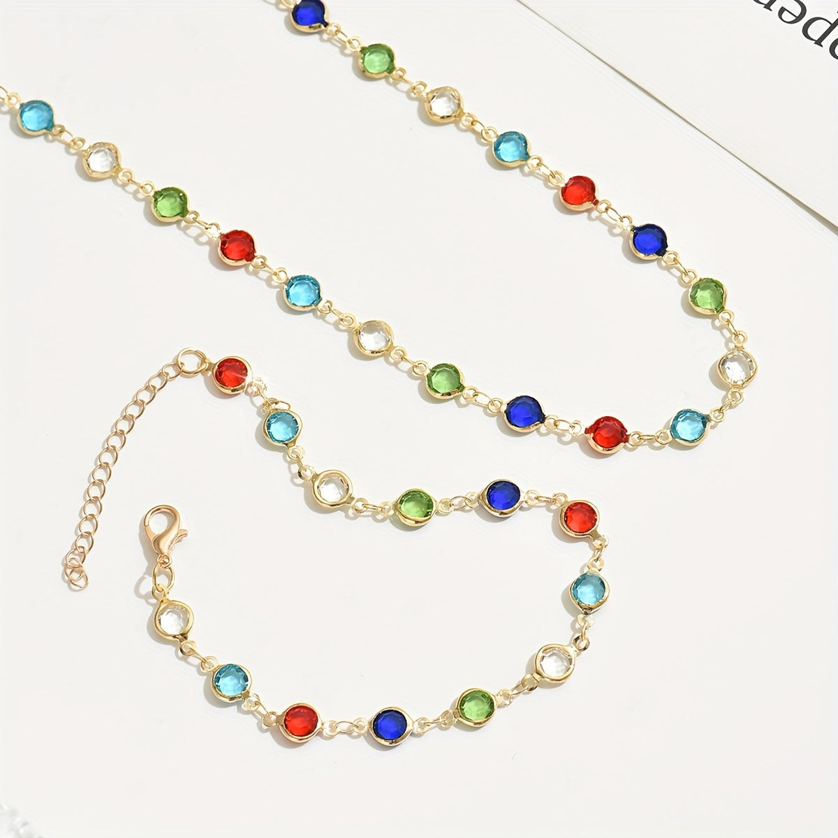 Set van ketting en armband met veelkleurige kristallen