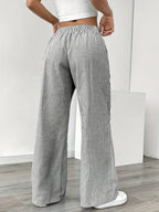Striped Wide-Leg Trousers with Drawstring Waist