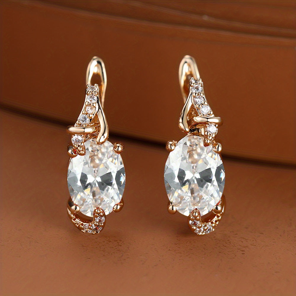 Round and Oval-Cut Stone Drop Earrings