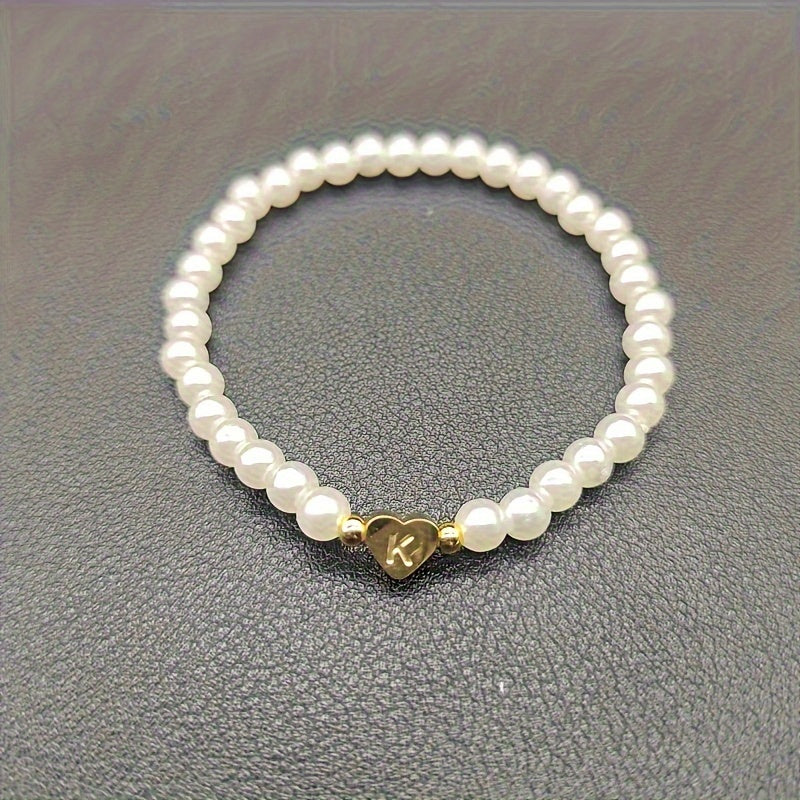 Armband met hart en initiaal van A tot Z