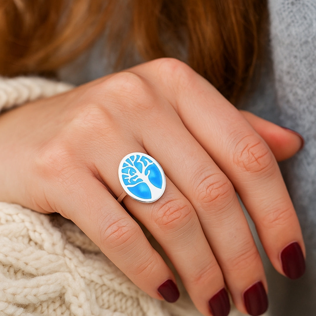 Tree of Life Blue Ring