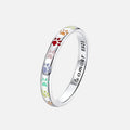 Enamel Paw Print Band Ring with Engraved Message