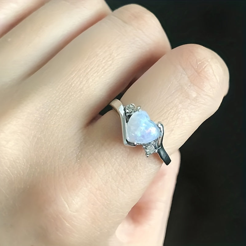 Moonstone Ring in Silver and Blue