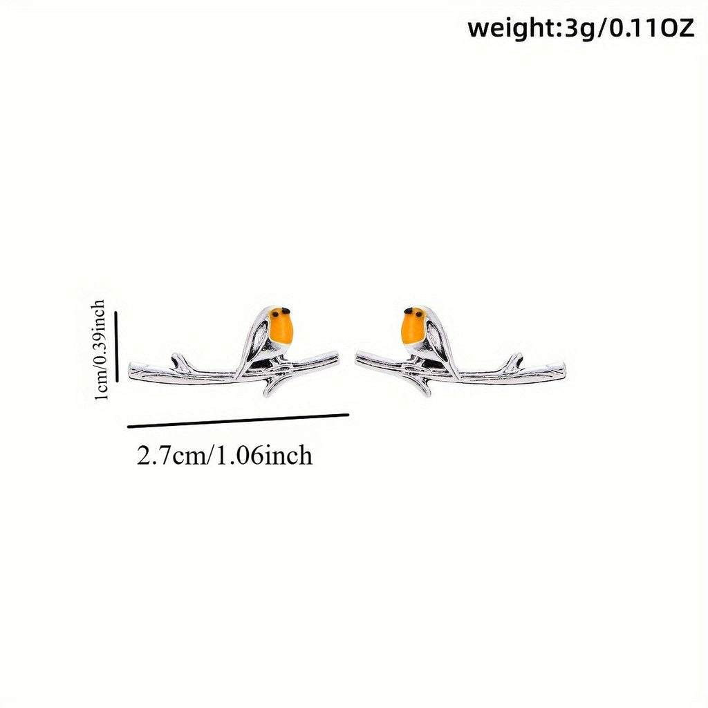 Silver-Tone Robin Earring