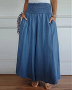 Wide-Leg Trousers with a Shirred Waist