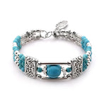 Turquoise and Silver-Tone Bead Bracelet