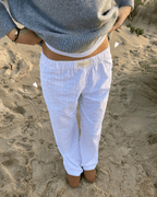 Corduroy Straight Leg Trousers with Elastic Waist