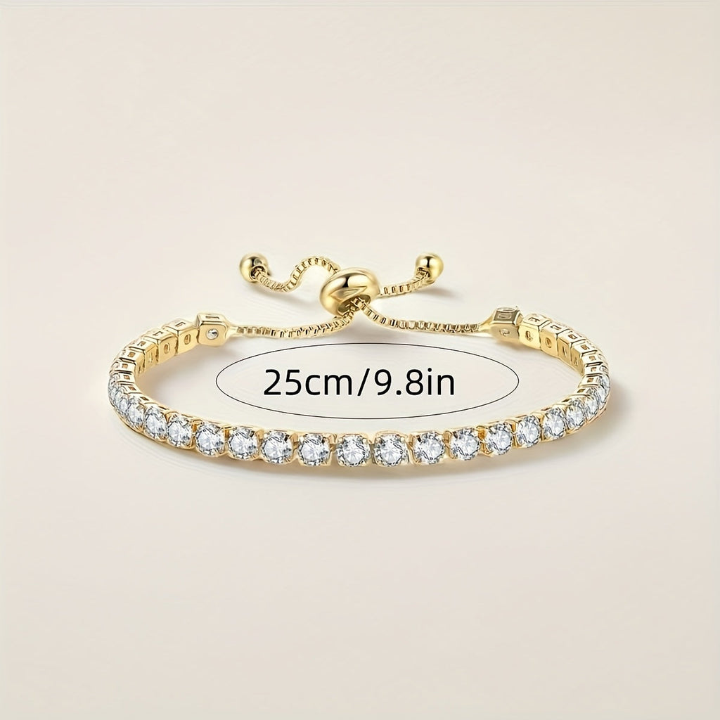Adjustable Gold-Plated Zirconia Tennis Bracelet