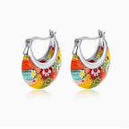 Millefiori Glass Half-Hoop Earrings