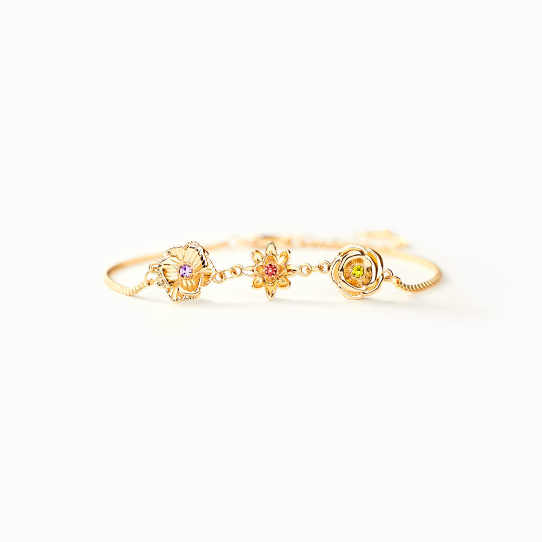 Personalised 3D Birth Flower Bracelet with One to Ten Flowers