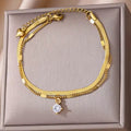 Inlaid Zirconia Gold-Tone Bracelet