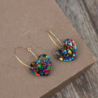 Vintage Resin Glitter Heart Pendant Earrings
