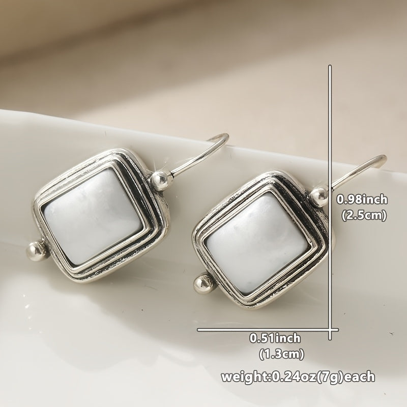 Bohemian Square Pearl Drop Earrings