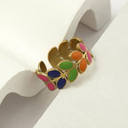 Boho Multicolour Leaf Band Ring
