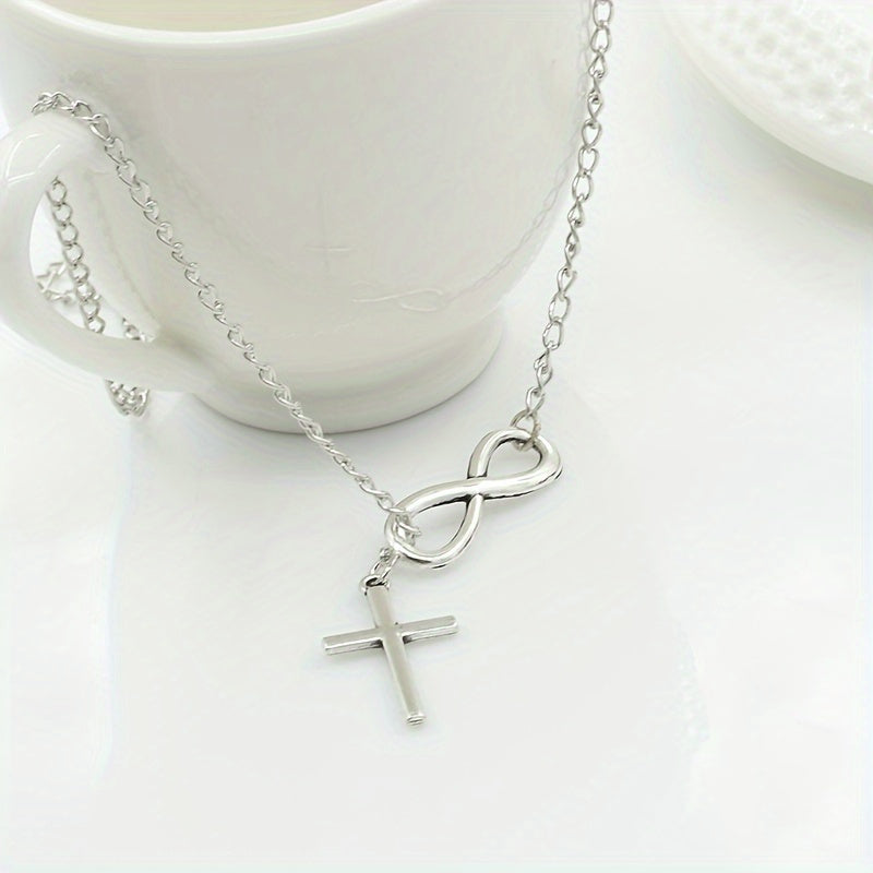 Simple Infinity Cross Short Necklace