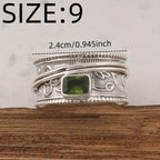 Vintage-Style Bohemian Wide Band Zirconia Silver-Plated Ring