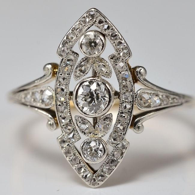 Marquise-Shaped Art Deco-Style Crystal Ring