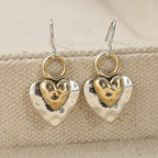 Vintage Two-Tone Heart Pendant Earrings