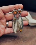 Vintage-Style Yellow Dangle Earrings