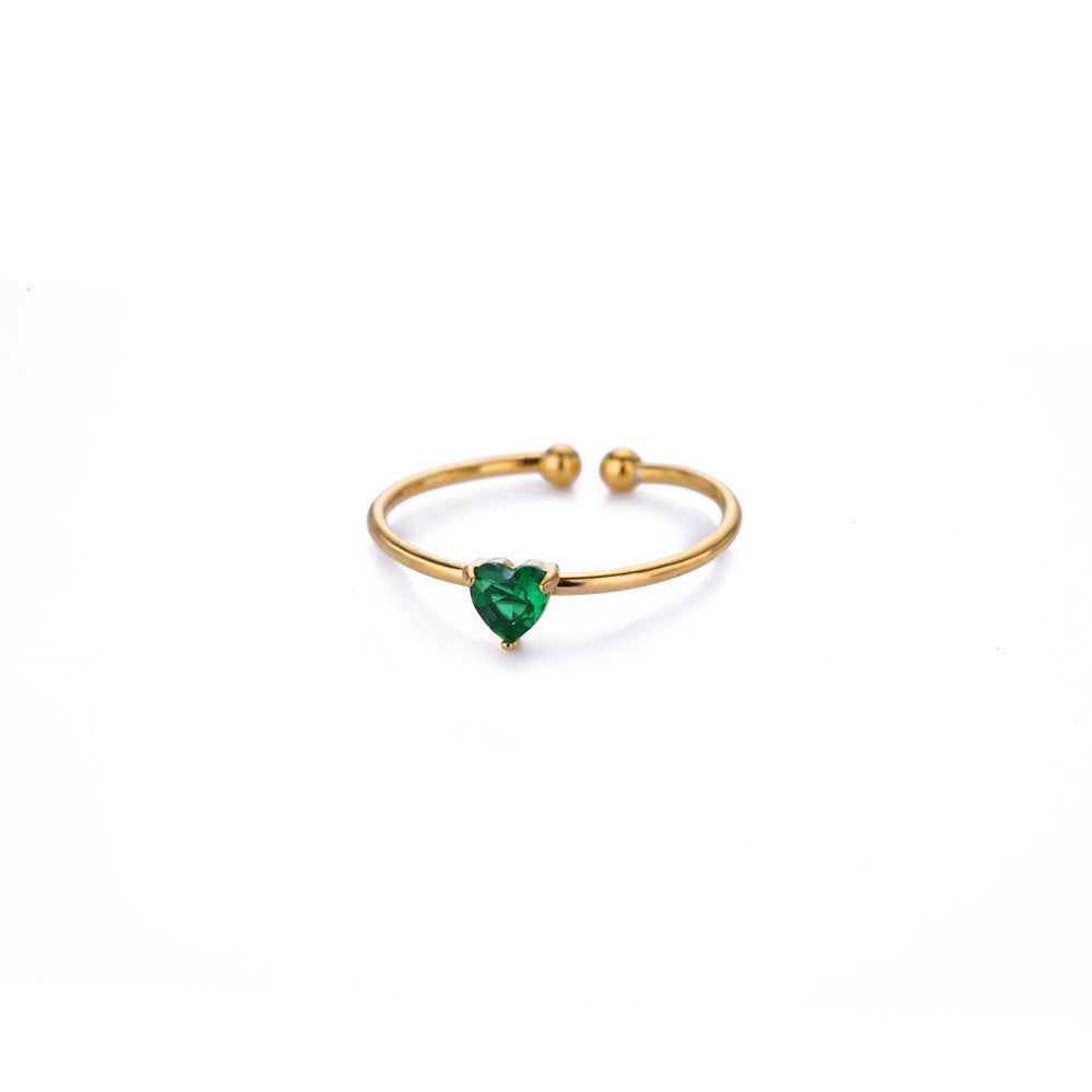 Adjustable 18K Gold-Plated Titanium Steel Birthstone Ring