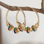 Gold-Tone Rainbow Zirconia Earrings