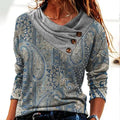 Asymmetric Neck Top with Paisley Print