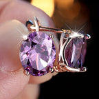 Boho Purple Cubic Zirconia Drop Earrings