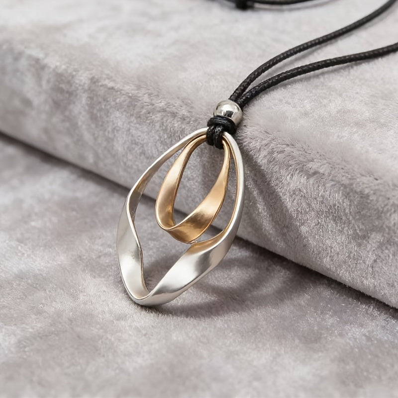 Adjustable Sculptural Twisted Teardrop Pendant Necklace
