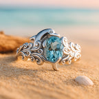 Dolphin Blue Crystal Silver-Tone Ring