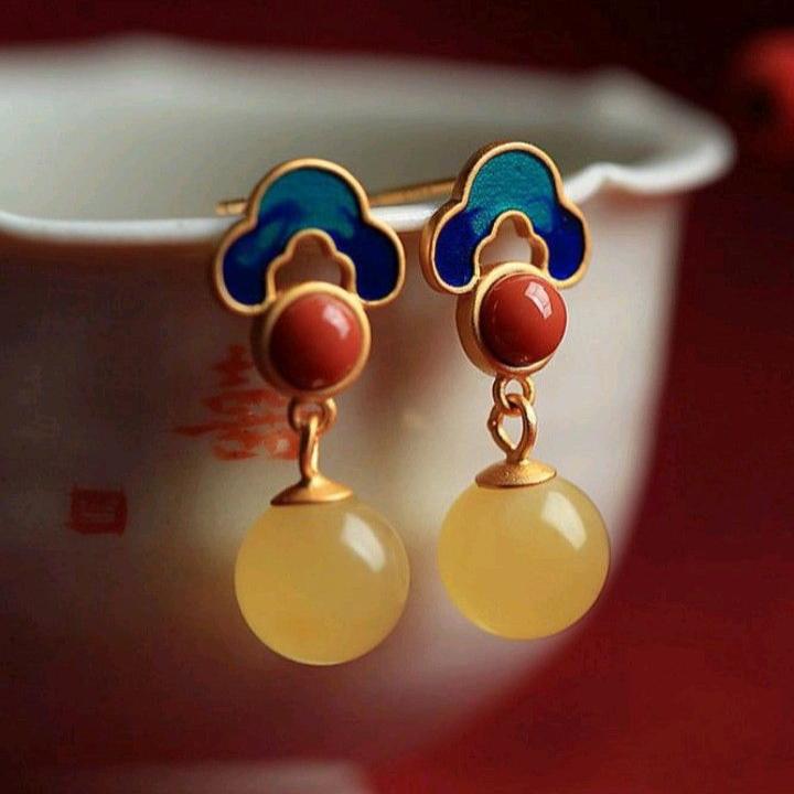 Vintage-Style Colourful Yellow Crystal Earrings