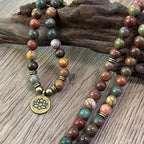 Lotus Charm Polychrome Jasper Multi-Layer Bracelet